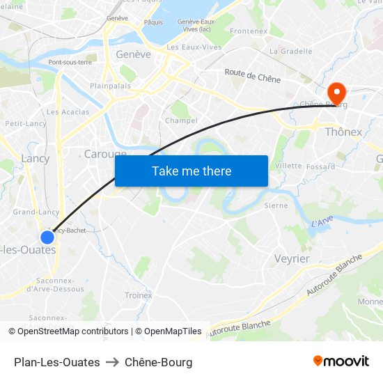 Plan-Les-Ouates to Chêne-Bourg map