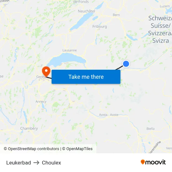 Leukerbad to Choulex map