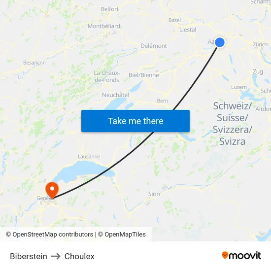 Biberstein to Choulex map