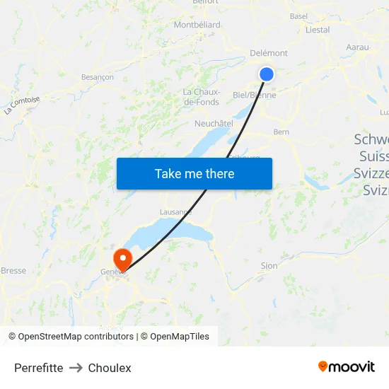 Perrefitte to Choulex map