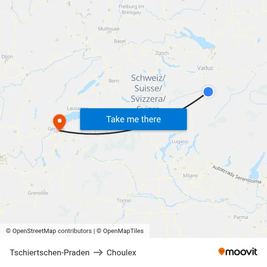 Tschiertschen-Praden to Choulex map