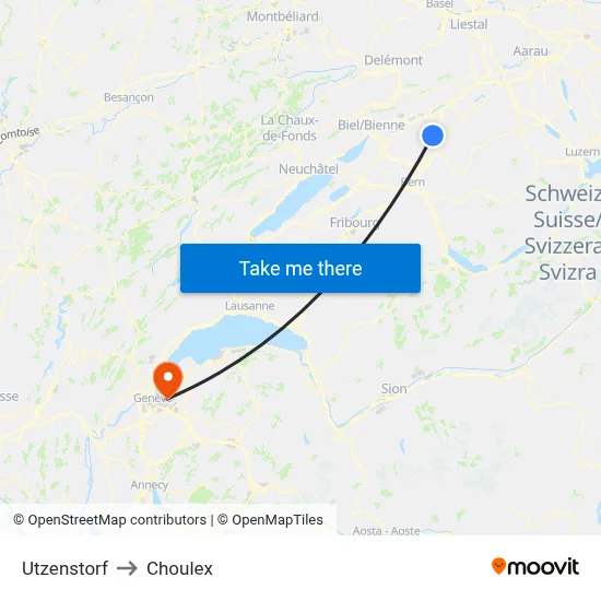 Utzenstorf to Choulex map
