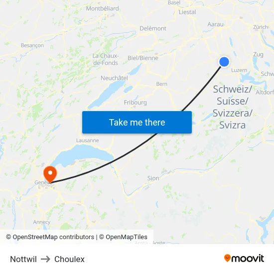 Nottwil to Choulex map
