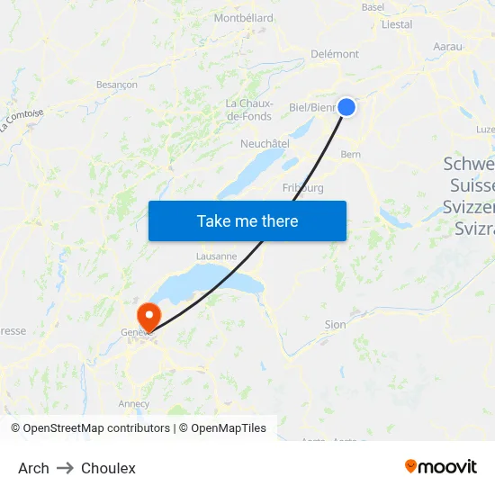 Arch to Choulex map