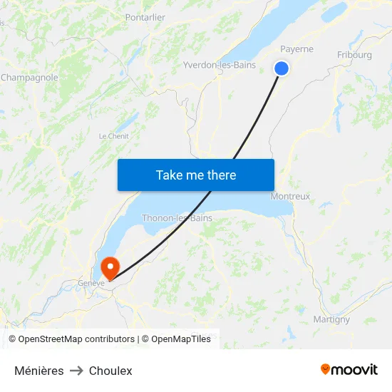 Ménières to Choulex map