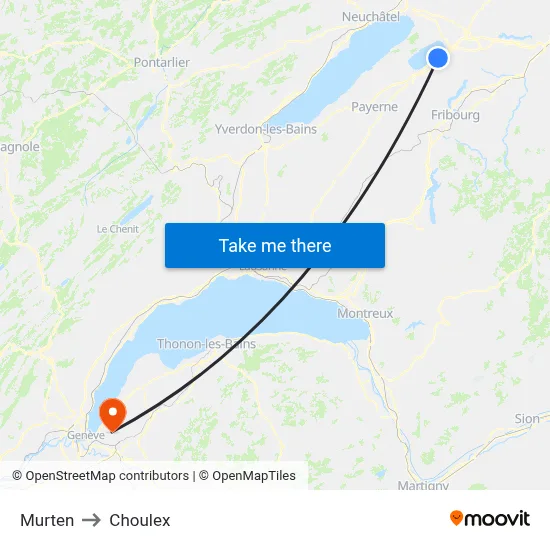 Murten to Choulex map