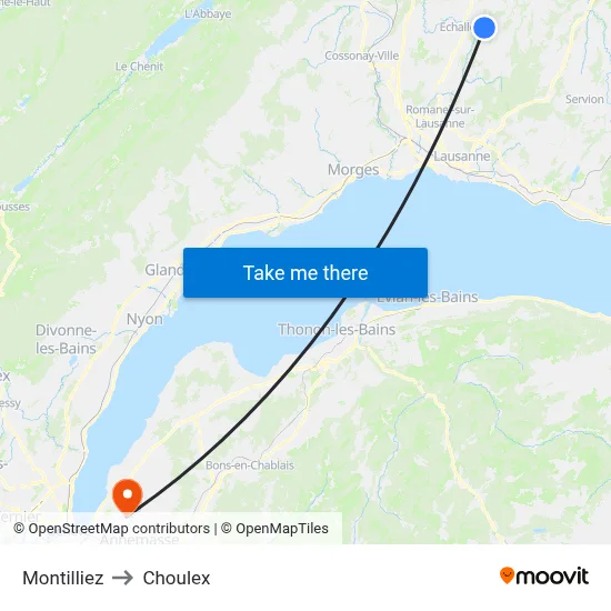Montilliez to Choulex map