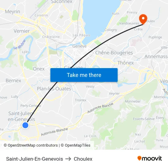 Saint-Julien-En-Genevois to Choulex map
