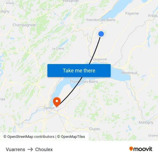 Vuarrens to Choulex map