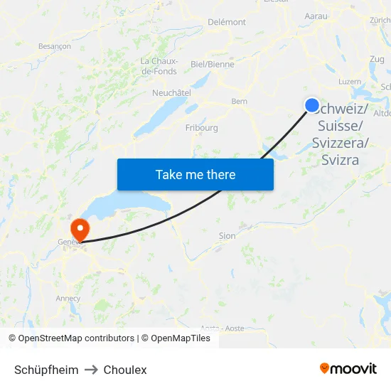 Schüpfheim to Choulex map