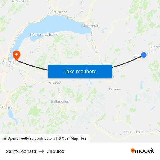 Saint-Léonard to Choulex map