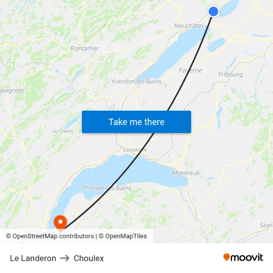 Le Landeron to Choulex map
