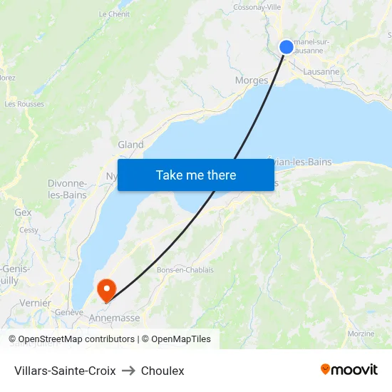 Villars-Sainte-Croix to Choulex map
