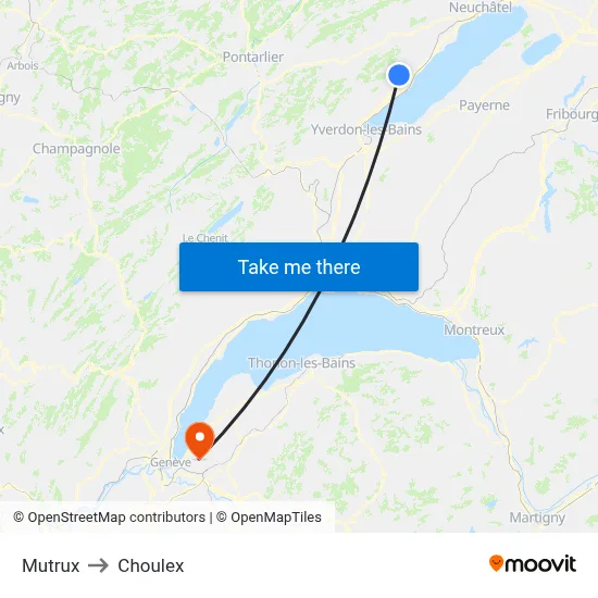 Mutrux to Choulex map