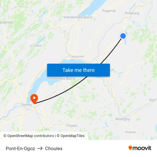 Pont-En-Ogoz to Choulex map