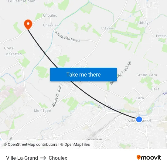 Ville-La-Grand to Choulex map