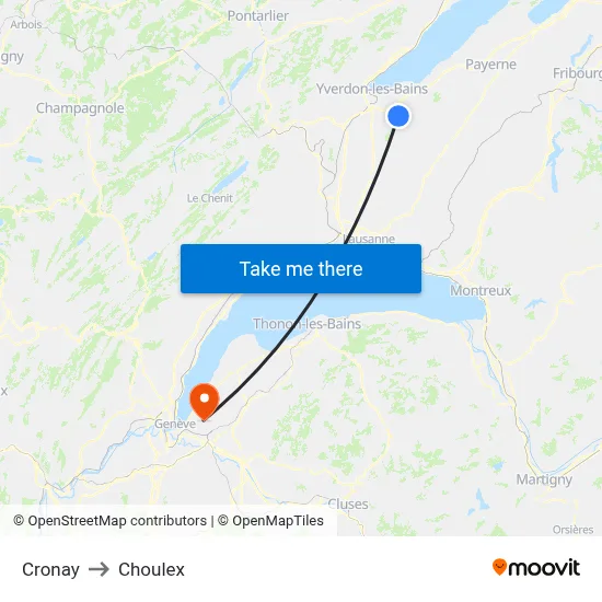 Cronay to Choulex map