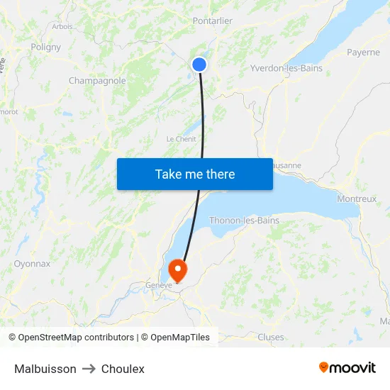 Malbuisson to Choulex map