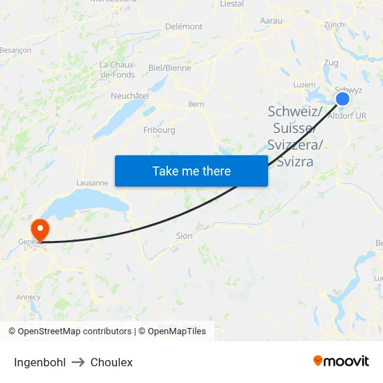 Ingenbohl to Choulex map