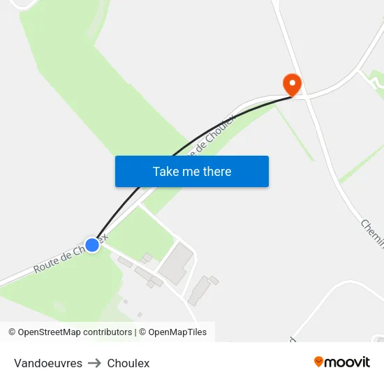 Vandoeuvres to Choulex map