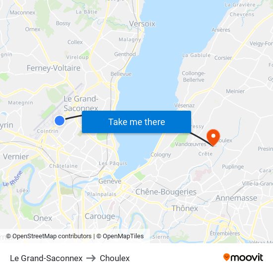 Le Grand-Saconnex to Choulex map