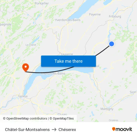 Châtel-Sur-Montsalvens to Chéserex map