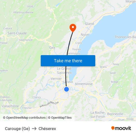 Carouge (Ge) to Chéserex map