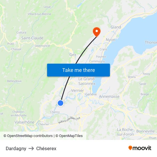 Dardagny to Chéserex map