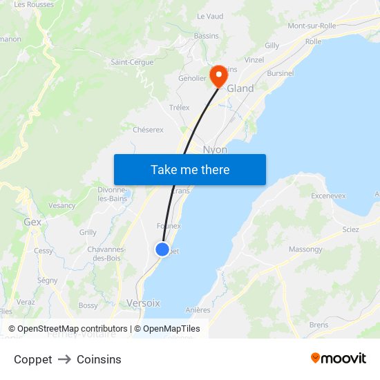 Coppet to Coinsins map