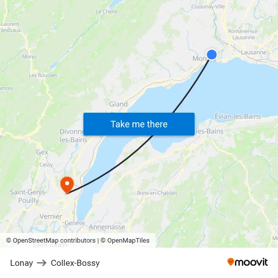 Lonay to Collex-Bossy map
