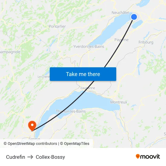 Cudrefin to Collex-Bossy map