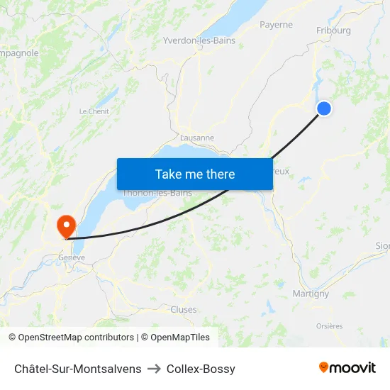 Châtel-Sur-Montsalvens to Collex-Bossy map
