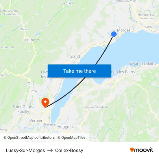 Lussy-Sur-Morges to Collex-Bossy map