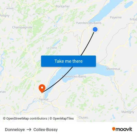 Donneloye to Collex-Bossy map