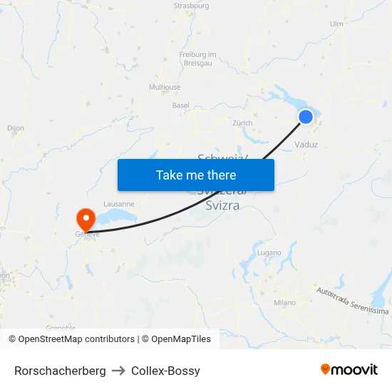 Rorschacherberg to Collex-Bossy map