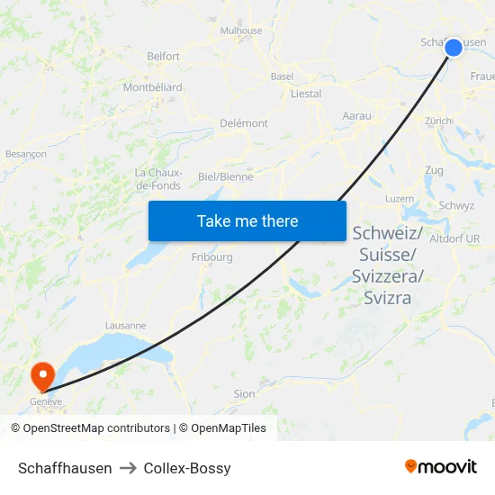 Schaffhausen to Collex-Bossy map