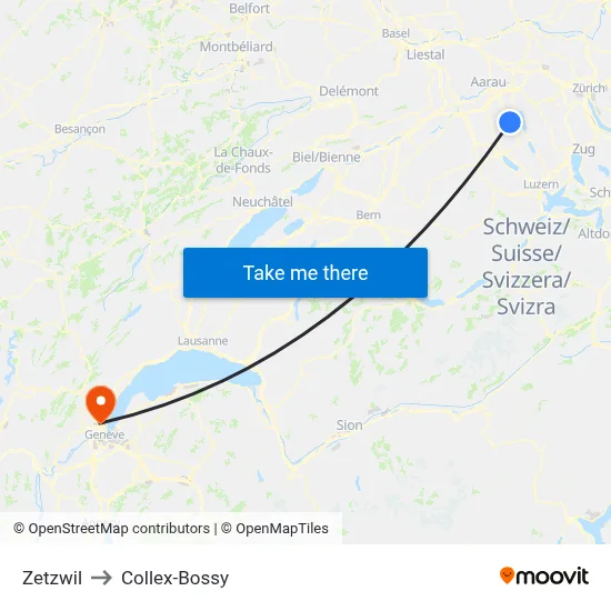 Zetzwil to Collex-Bossy map