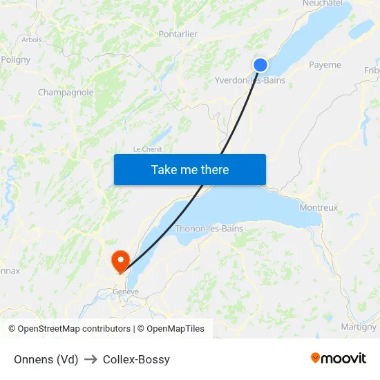Onnens (Vd) to Collex-Bossy map
