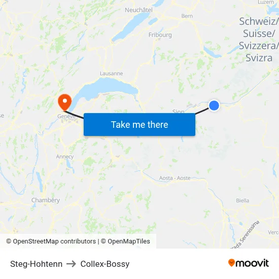 Steg-Hohtenn to Collex-Bossy map