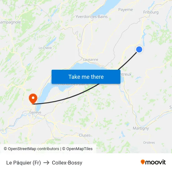 Le Pâquier (Fr) to Collex-Bossy map