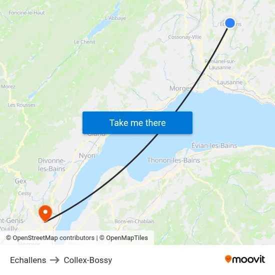 Echallens to Collex-Bossy map