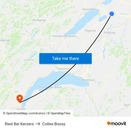 Ried Bei Kerzers to Collex-Bossy map