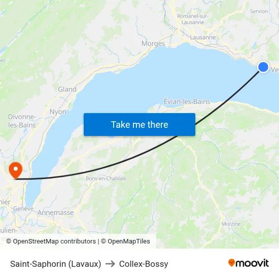 Saint-Saphorin (Lavaux) to Collex-Bossy map