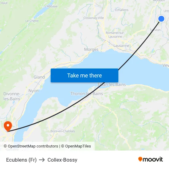 Ecublens (Fr) to Collex-Bossy map
