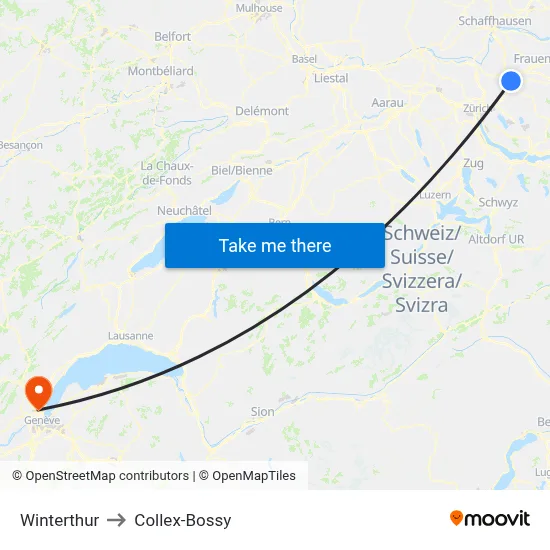 Winterthur to Collex-Bossy map