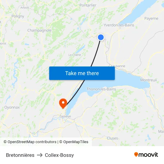 Bretonnières to Collex-Bossy map