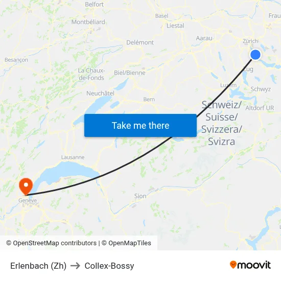 Erlenbach (Zh) to Collex-Bossy map