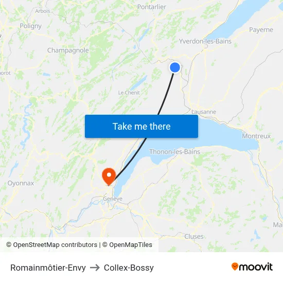Romainmôtier-Envy to Collex-Bossy map