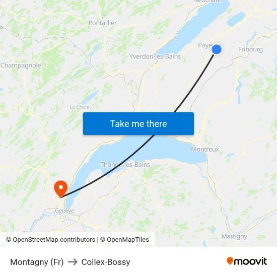 Montagny (Fr) to Collex-Bossy map