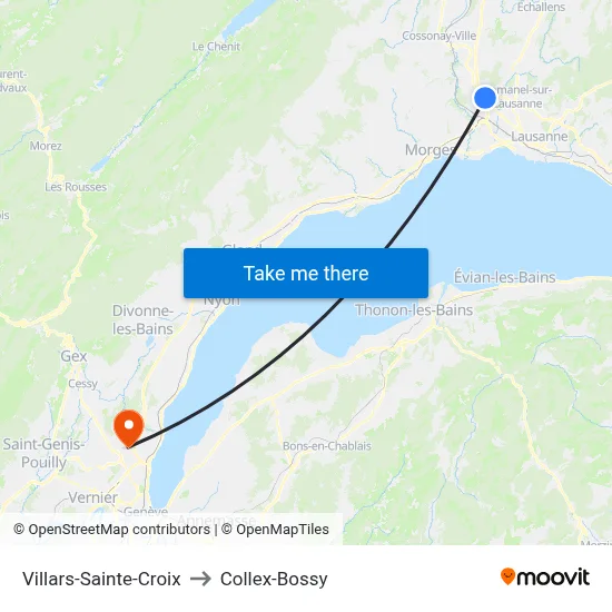 Villars-Sainte-Croix to Collex-Bossy map